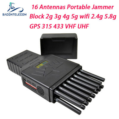 جهاز تشويش إشارة GPS محمول 12 وات 2.4 جيجا 5.8 جيجا مزود بـ 16 قناة جهاز تشويش إشارة محمول